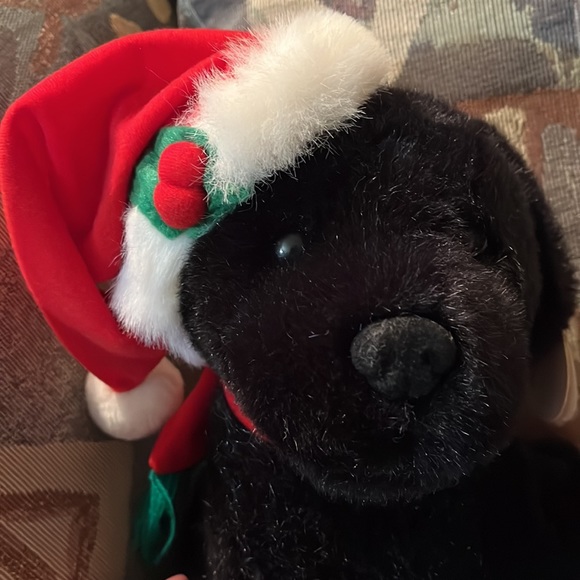 Stuffed black lab with scarf and holiday hat with tags - Picture 4 of 7